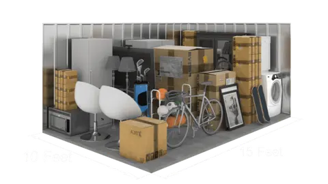 10'x15' storage unit (150 sq ft) interior view
